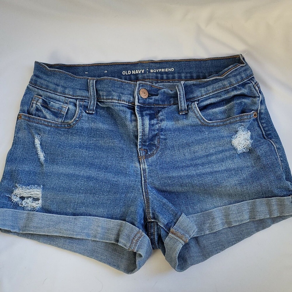 Old Navy Womens Blue Flat Front Distressed Denim Boyfriend Shorts Size 2‎